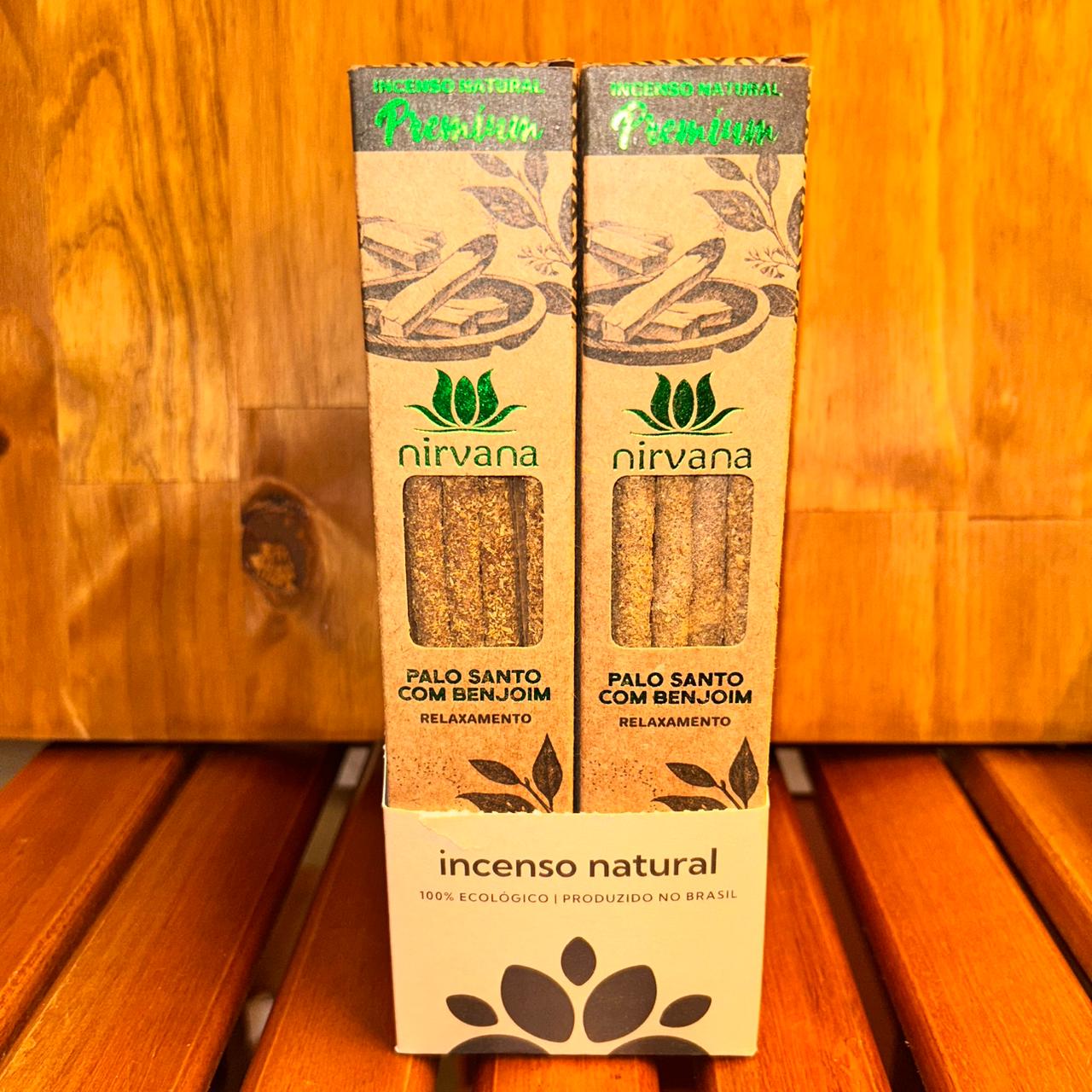 INCENSO NATURAL NIRVANA PREMIUM PALO SANTO COM BENJOIM 5 VARETAS