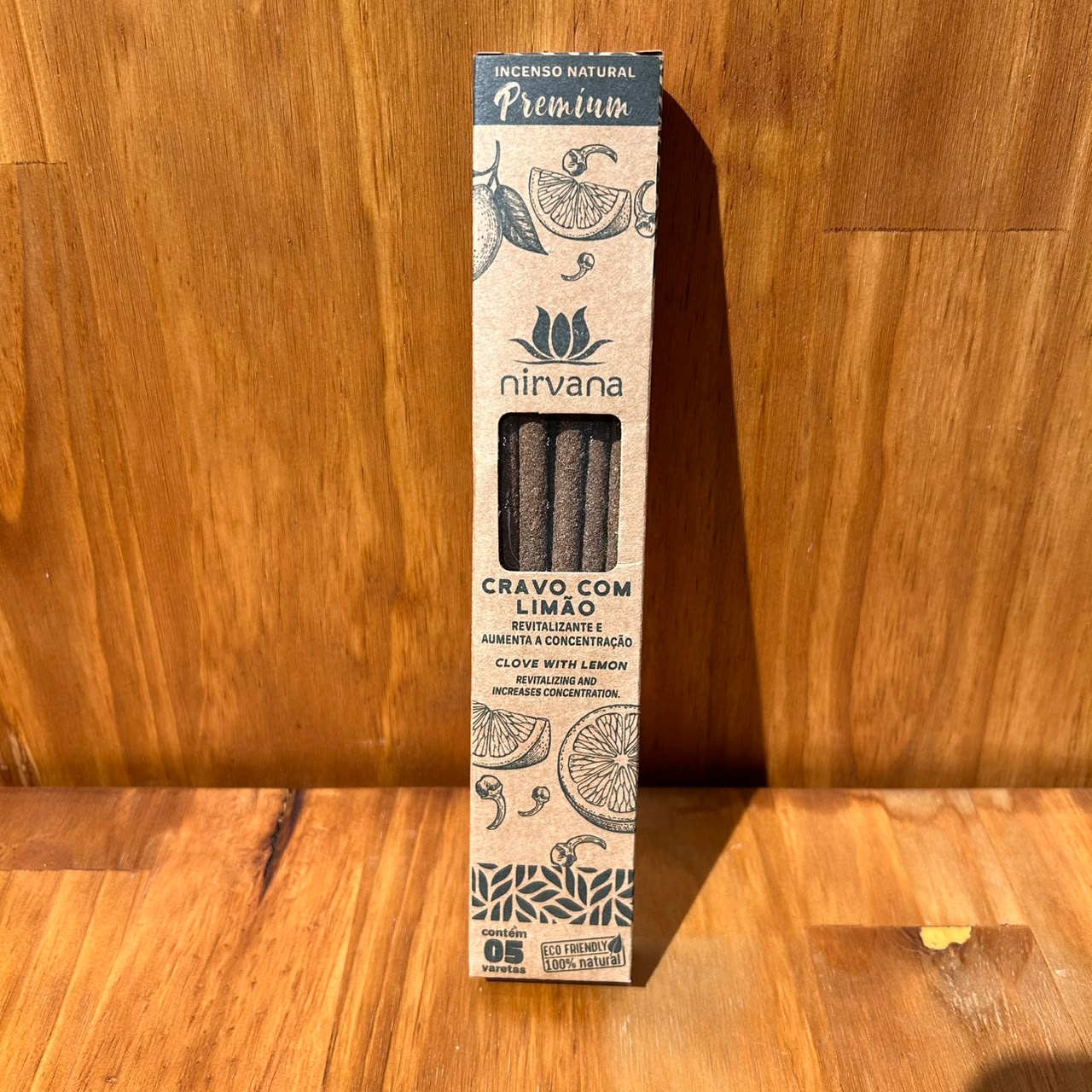 INCENSO NATURAL NIRVANA PREMIUM CRAVO COM LIMÂO 5 VARETAS