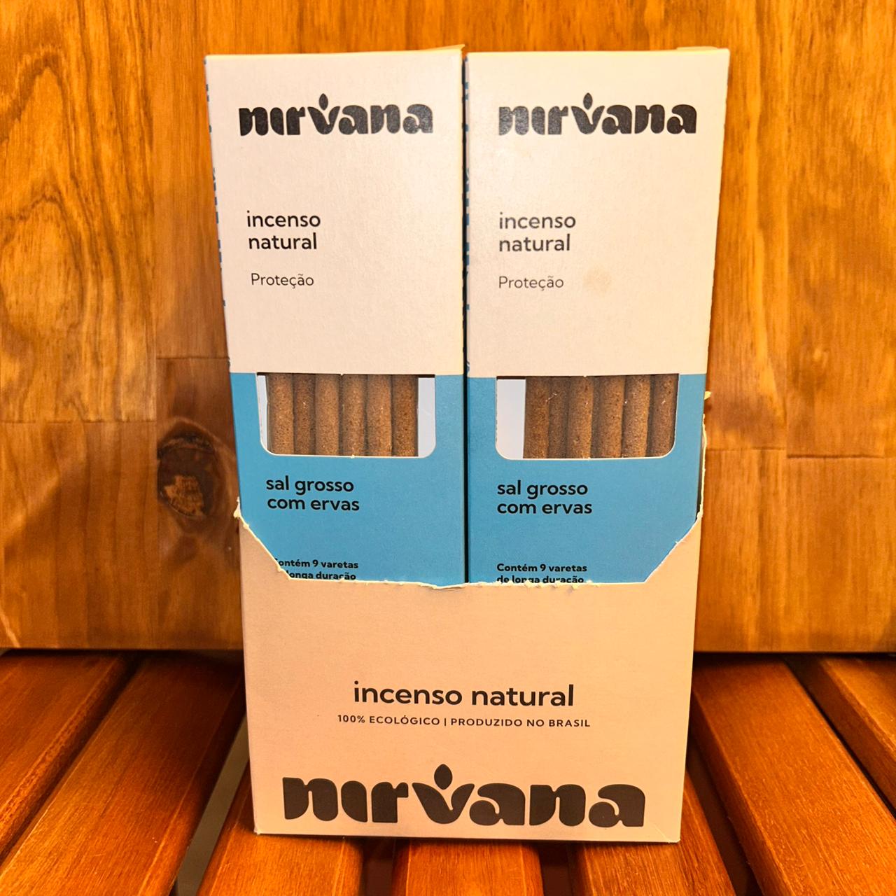 INCENSO NATURAL NIRVANA SAL GROSSO COM ERVAS 9 VARETAS