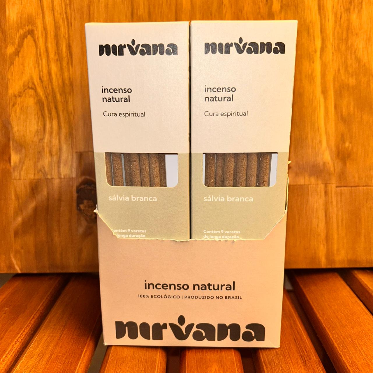 INCENSO NATURAL NIRVANA SÁLVIA BRANCA 9 VARETAS