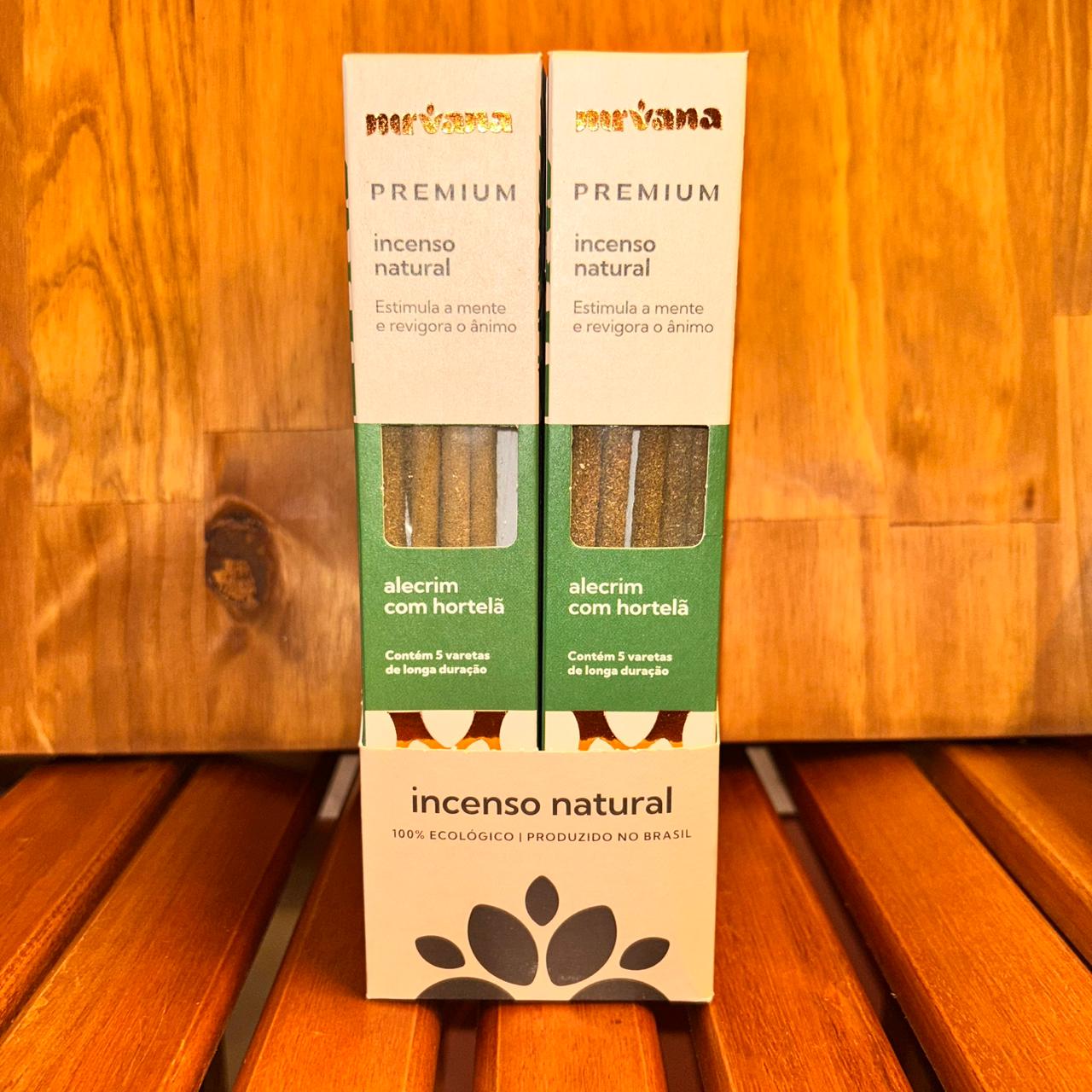 INCENSO NATURAL NIRVANA PREMIUM ALECRIM COM HORTELÃ 5 VARETAS