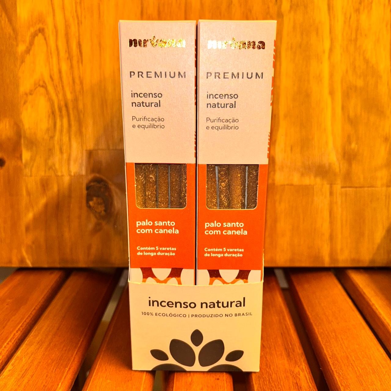 INCENSO NATURAL NIRVANA PREMIUM PALO SANTO COM CANELA 5 VARETAS