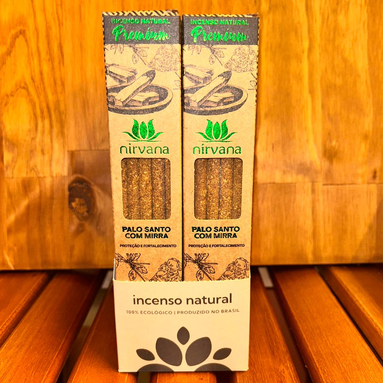 INCENSO NATURAL NIRVANA PREMIUM PALO SANTO COM MIRRA 5 VARETAS
